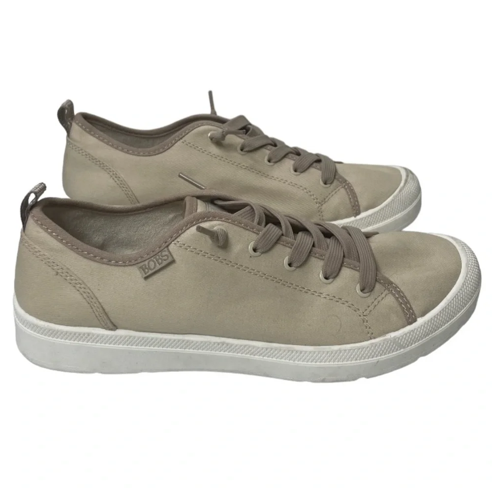 BOBS Sketchers Beyond Simply Earthy Tan Laced Slip On Canvas Sneakers Size 11
